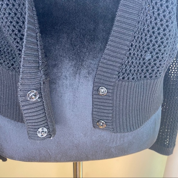 Chico’s Open Knit Shrug Black Sequin Sparkle Sz 0 - Picture 4 of 8